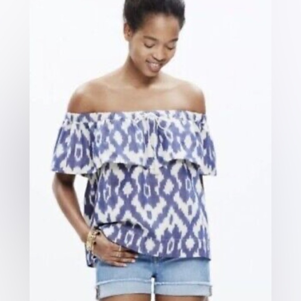 Like New Madewell Balcony Off-the-Shoulder Top in Ikat
